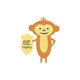 Cute monkey with a sign for text