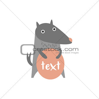Cute wolf with a sign for text