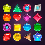 Cartoon colored stones with different shapes for use in the game