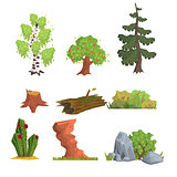 Trees, Bushes and Nature Elements, Vector Set
