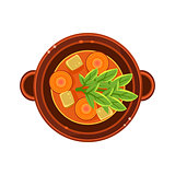 Vegetable and Carrot Soup in a Bowl Served Food. Vector Illustration