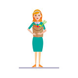 Woman Holding a Shopping Bag. Vector Illustration