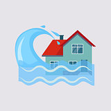 Flood House Insurance Vector Illustartion