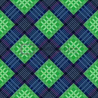 Diagonal seamless pattern in green and blue
