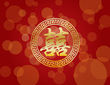 Chinese Wedding Double Happiness On Red Background