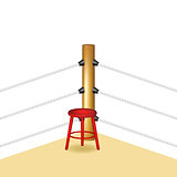 Boxing corner with red wooden stool