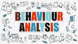 Behaviour Analysis Concept. Multicolor on White Brickwall.