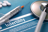 Infertility. Medical Concept on Blue Background.