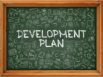 Development Plan - Hand Drawn on Green Chalkboard.