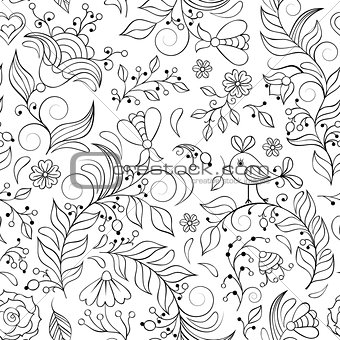seamless pattern with abstract flowers