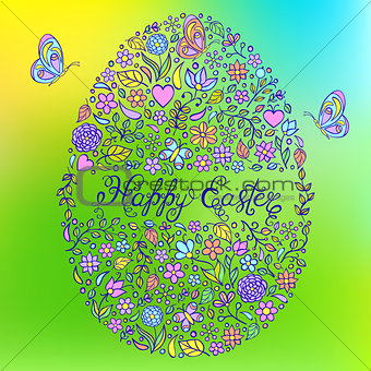 easter egg on colorful background