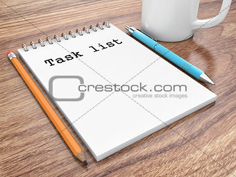 Notepad on a table