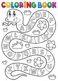 Coloring book snake with alphabet theme