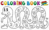 Coloring book snake with numbers theme