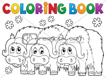 Coloring book with three muskoxen