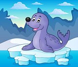 Happy seal on iceberg theme 2