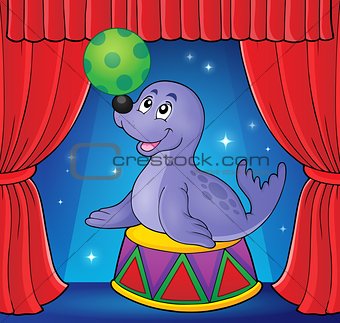 Seal playing with ball theme 3