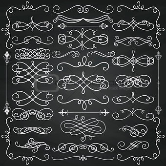 Vector Chalk Drawing Vintage Hand Drawn Swirls Collection