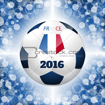 Soccer ball poster with blue background and french flag