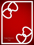 Valentine's day greeting with white heart shaped ribbon