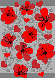 Abstract red floral pattern background