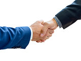 Business People Shaking Hands on the White Background Close-up