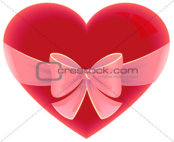Heart tied ribbon. Heart shape gift for valentines day