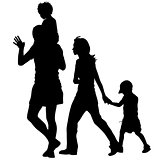 Silhouettes Family on white background. Vector illustration.