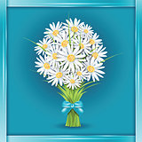 Daisy flower bouquet on the greeting card. 
