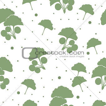 Seamless pattern branches and leaves of ginkgo biloba.