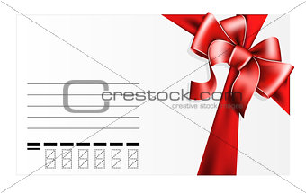 card with red bow