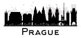 Prague City skyline black and white silhouette.