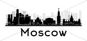 Moscow City skyline black and white silhouette