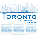 Outline Toronto skyline with blue buildings and copy space. 