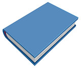 Blue closed hardcover book. Three-dimensional book