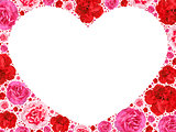 Heart symbol from motley flowers on white