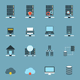 Server Hosting Icons Flat