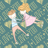 Vector Seamless Card With Couple 03 [Converted]