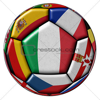 Soccer ball with flags - flag of Italy in the center