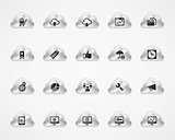 Set of SEO 2 icons on metallic clouds