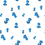 Numbers painted with careless blue color seamless pattern