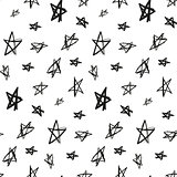 Stars ink imitation, white background, seamless pattern