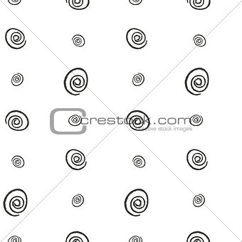 Spiral imitation ink on a white background seamless pattern