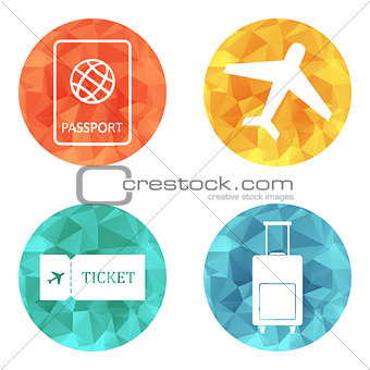 Travel icons flat vector