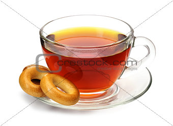 Cup of tea with bagels