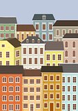 Illustration, houses of the old European city.