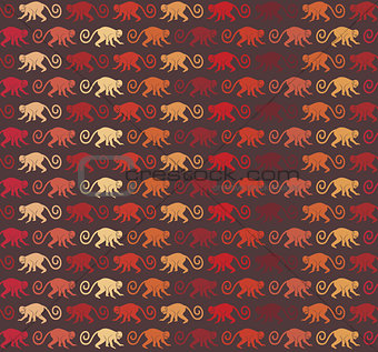 Red Monkeys seamless pattern