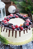 Delicious homemade cake with fresh berries