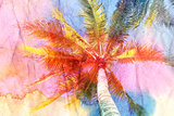 watercolor retro palms