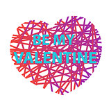 Be my Valentine vector. Vector illustration with grunge heart  Happy valentines day and weeding design elements.